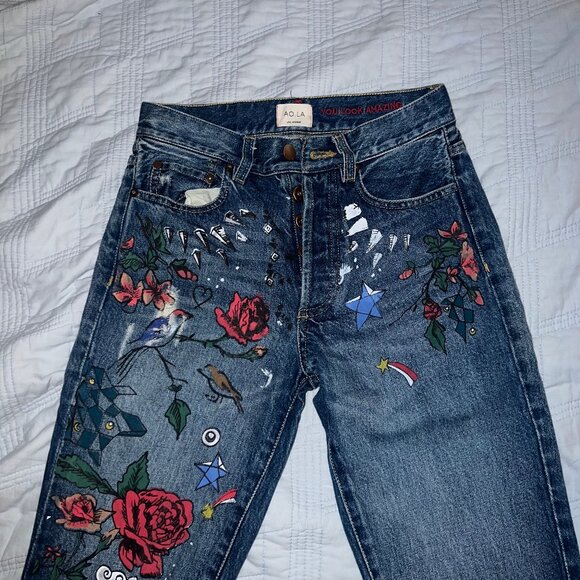 Alice & Olivia graphic jeans - size 25 - Picture 3 of 7